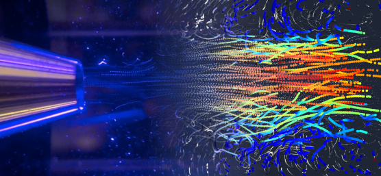 Flow visualisation with colour-coded particle tracks from event-based camera analysis on a jet stream