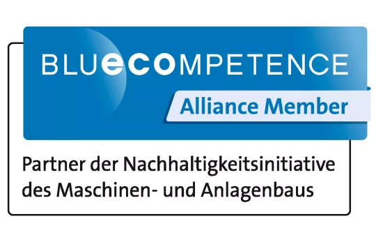 The logo of the VDMA's Blue Competence sustainability initiative.