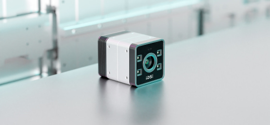 IDS Nion 3D camera on table surface, compact design for industrial applications