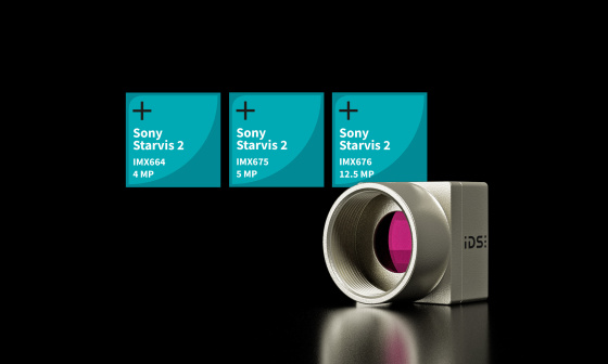 uEye CP with the Sony Starvis IMX664 4 MP, Sony Starvis IMX675 5 MP, Sony Starvis IMX676 12.5 MP seals.