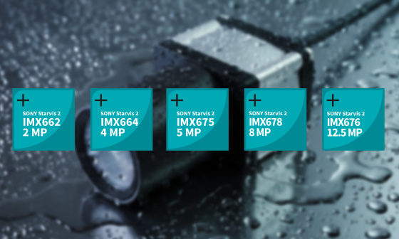Industrial camera in a splash‑exposed environment with SONY Starvis‑2 sensor options
