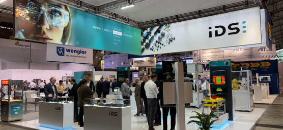 IDS booth featuring new industrial cameras and live demos at VISION