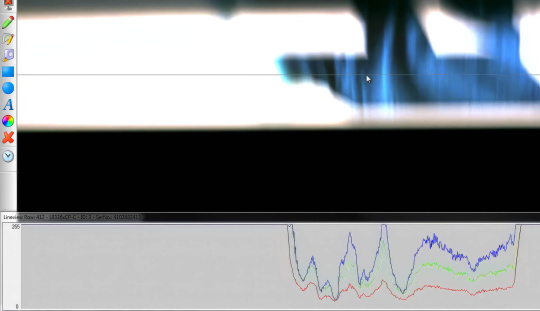 Image from IDS Software Suite, showing a histogram at the bottom