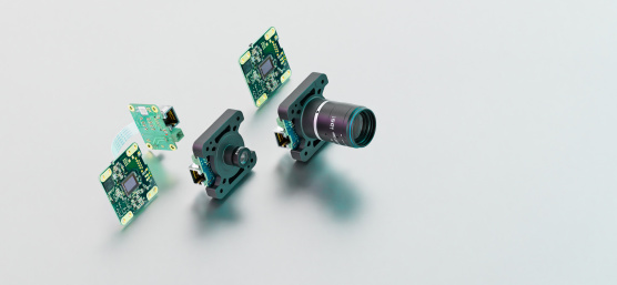The uEye Live Monitoring cameras against a grey background.