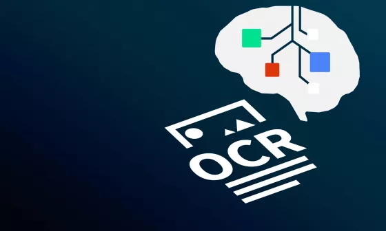 Cloud in the shape of a brain with additional designation OCR