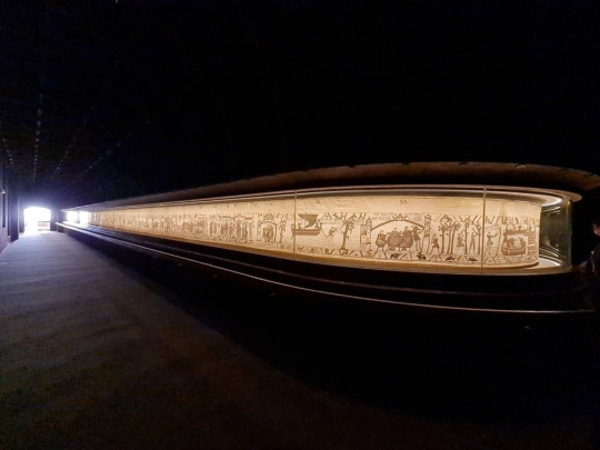 Wide view of the Bayeux Tapestry exhibition