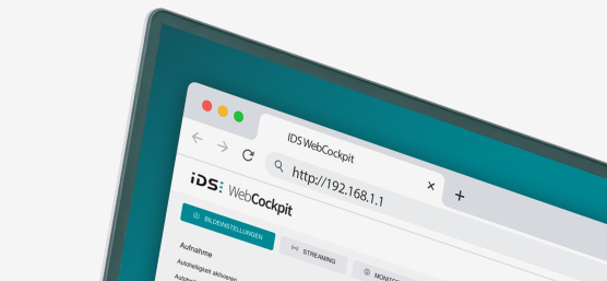 Section of a screen with the IDS WebCockpit firmware interface.