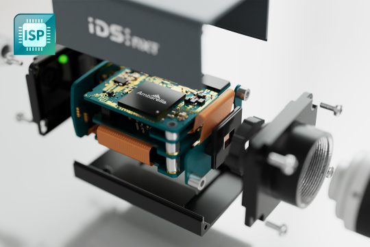 Inside view of an IDS NXT AI camera with Ambarella chip
