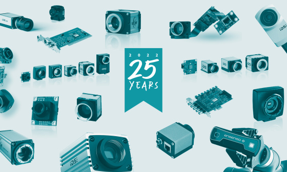 Collage of the 25 Years IDS seal and IDS cameras around it.