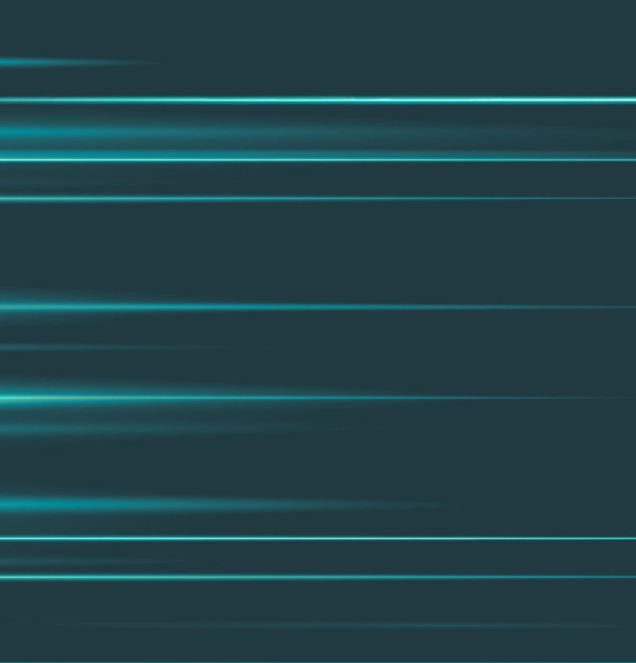 Turquoise light trails across a dark blue background