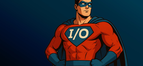 Superman with I/O inscription