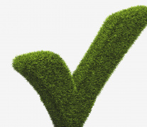A green check mark symbolises our environmental certification and compliance with other international quality standards.