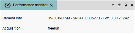 Camera information in the Performance monitor dialog
