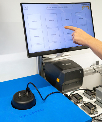 Workstation with touchscreen displaying test results