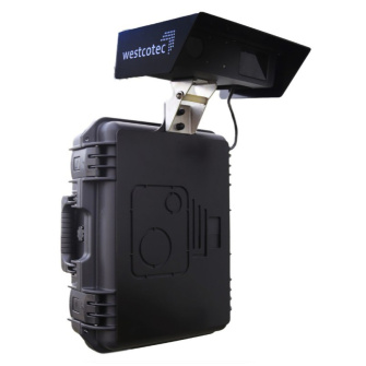 Black Westcotec speed measuring device with industrial camera for precise image processing