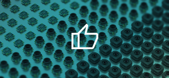 Many IDS industrial cameras with thumbs-up symbol