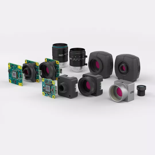 Industrial cameras with different housing variants from the IDS low-cost portfolio