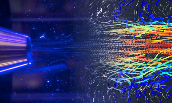 Flow visualisation with colour-coded particle tracks from event-based camera analysis on a jet stream