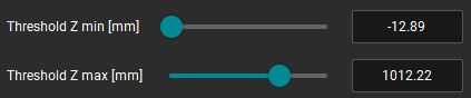 Slider for Z min and max thresholds in millimetres