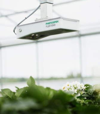 PlantEye 3D scanner moves over a plant bed