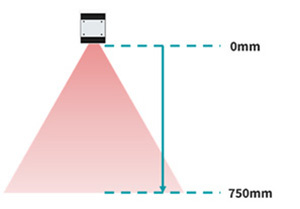 Sensor with defined working distance 750 mm