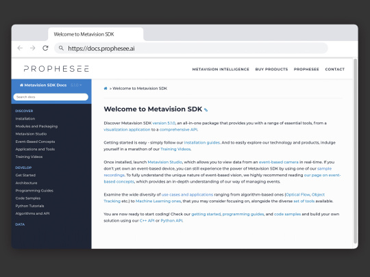Screenshot of the Metavision SDK