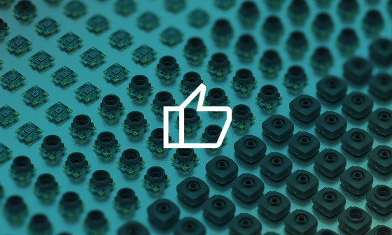 Many IDS industrial cameras with thumbs-up symbol