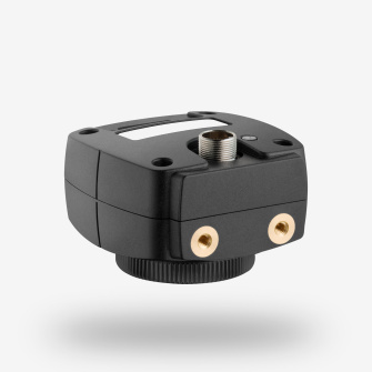 USB 3 uEye ML industrial camera with lens pointing downwards and connection pointing upwards