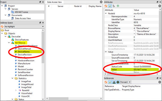 The device information can be viewed in the NXTDevice tab, marked by a red circle.