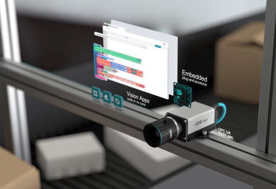 The IDS NXT AI camera system consists of easy-to-use components such as a CNN accelerator, vision apps and a web-based block editor.