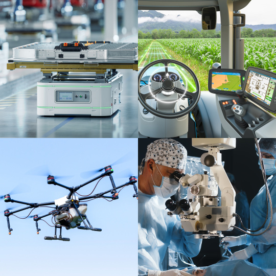 Autonomous systems in industry, farming, drone flight and medicine