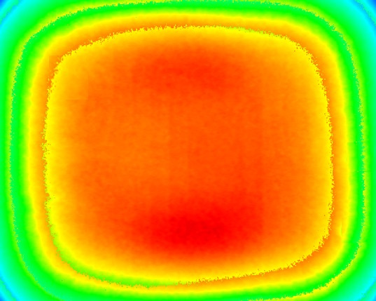 Colour confidence map with red centre and green edges