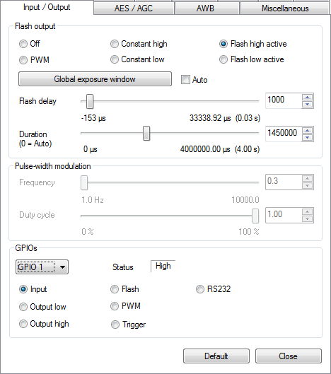 Screenshot setting Flash Delay Duration