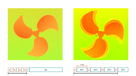Two different images of a fan