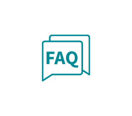 Two speech bubbles with the text ‘FAQ’ to symbolise frequently asked questions.