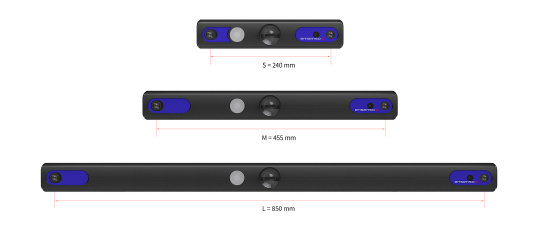 Front view Ensenso C: S, M, L with short to long baseline