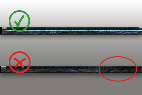Good and bad part labelled with symbols