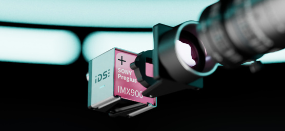 IDS monitoring camera, label marked ‘Sony Pregius IMX900’ and lens.