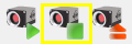 Collage of 3 small IDS cameras with symbols for the settings in front of them.