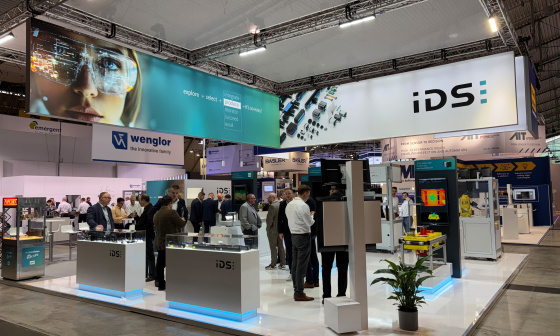 IDS booth featuring new industrial cameras and live demos at VISION