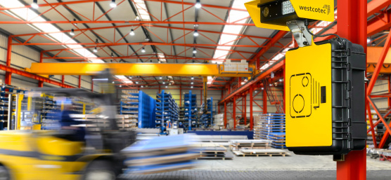 Westcotec camera monitors the speed of forklift trucks in an industrial hall