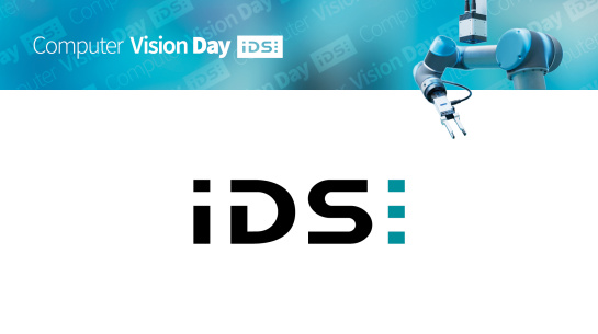 IDS logo, Computer Vision Day 2025, robot with gripper and IDS camera