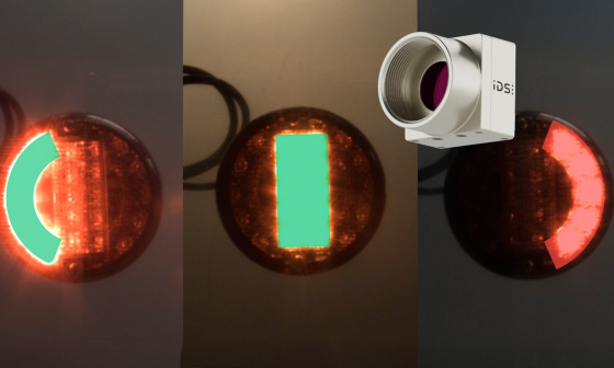 3 test images of a multi-chamber vehicle lamp with IDS uEye XCP industrial camera