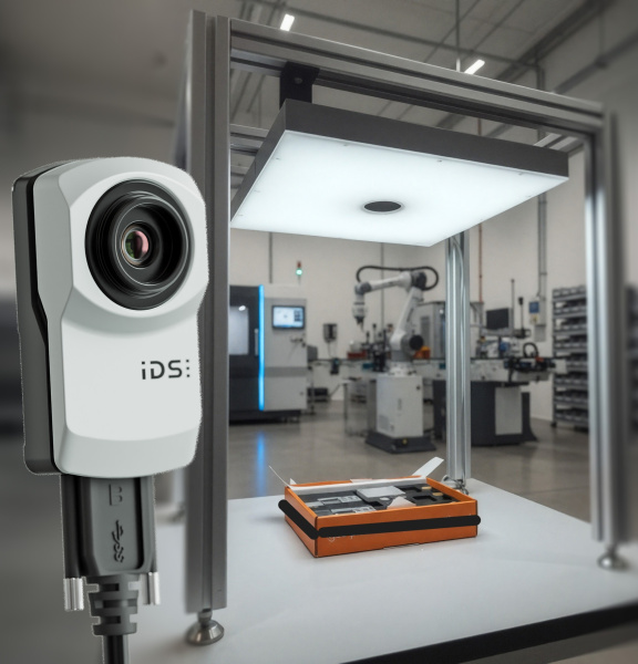 Camera at illuminated inspection station; underneath, tool tray for inspection