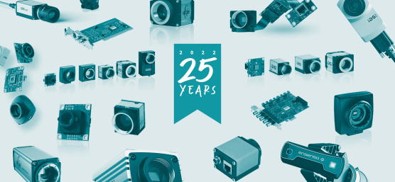 Collage of the 25 Years IDS seal and IDS cameras around it.