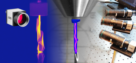 Assembly of a plasma discharge system and laboratory setup with IDS cameras on an optical table