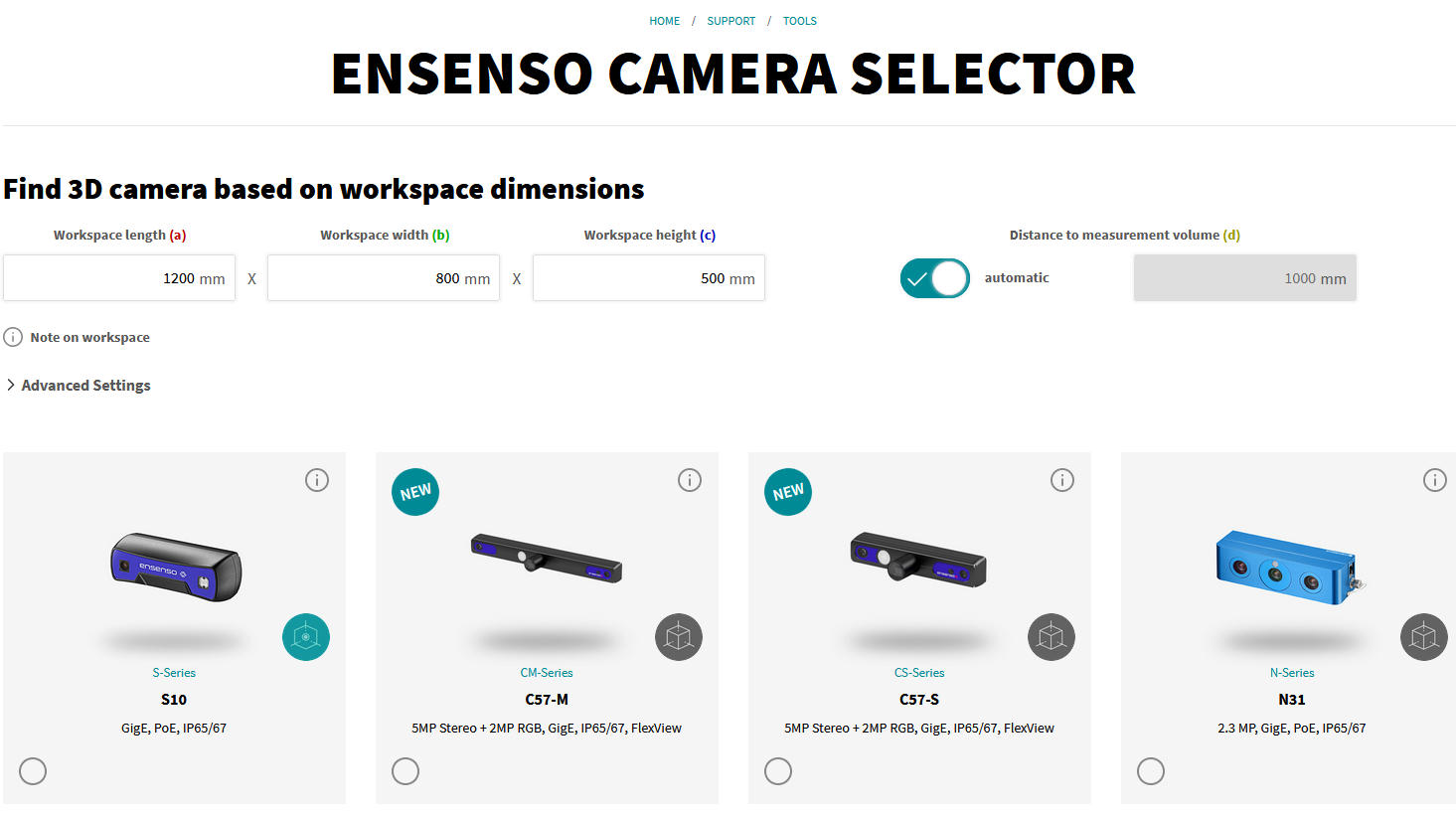 Essential Function Graph Stereovision camera finder | Find and buy 3D Ensenso cameras | IDS