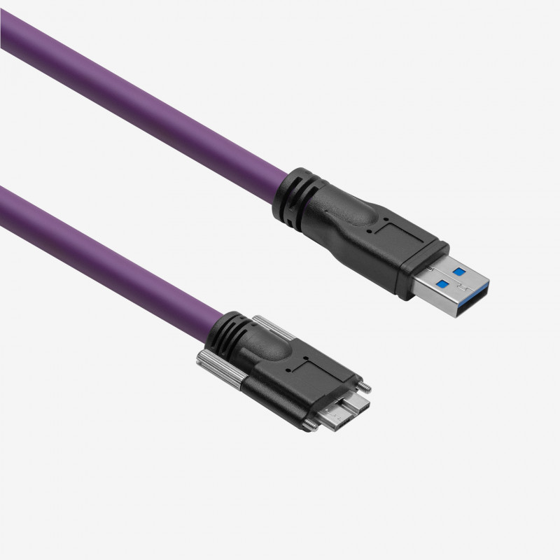 USB 3 HiFlex cable, straight, screwable, 2 m