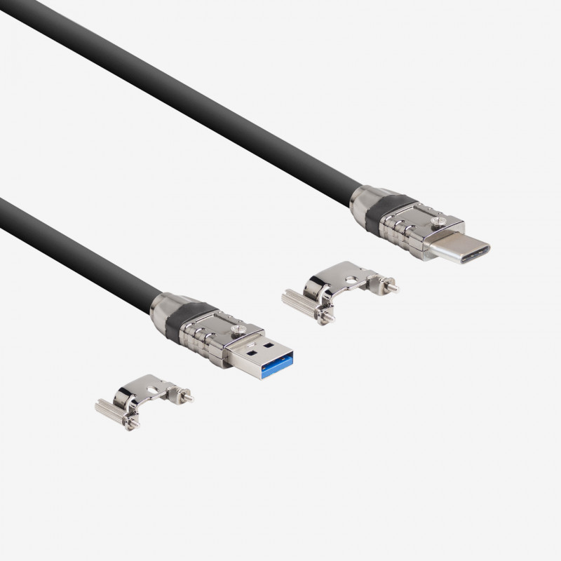 USB 3, standard cable, straight, screwable, 5 m