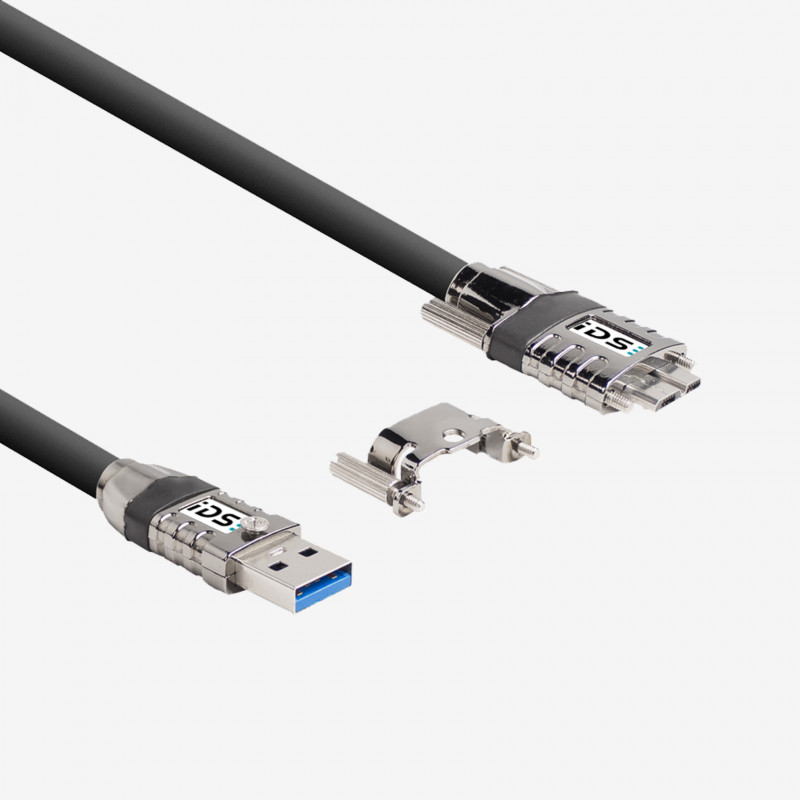 USB 3, standard cable, straight, screwable, 5 m